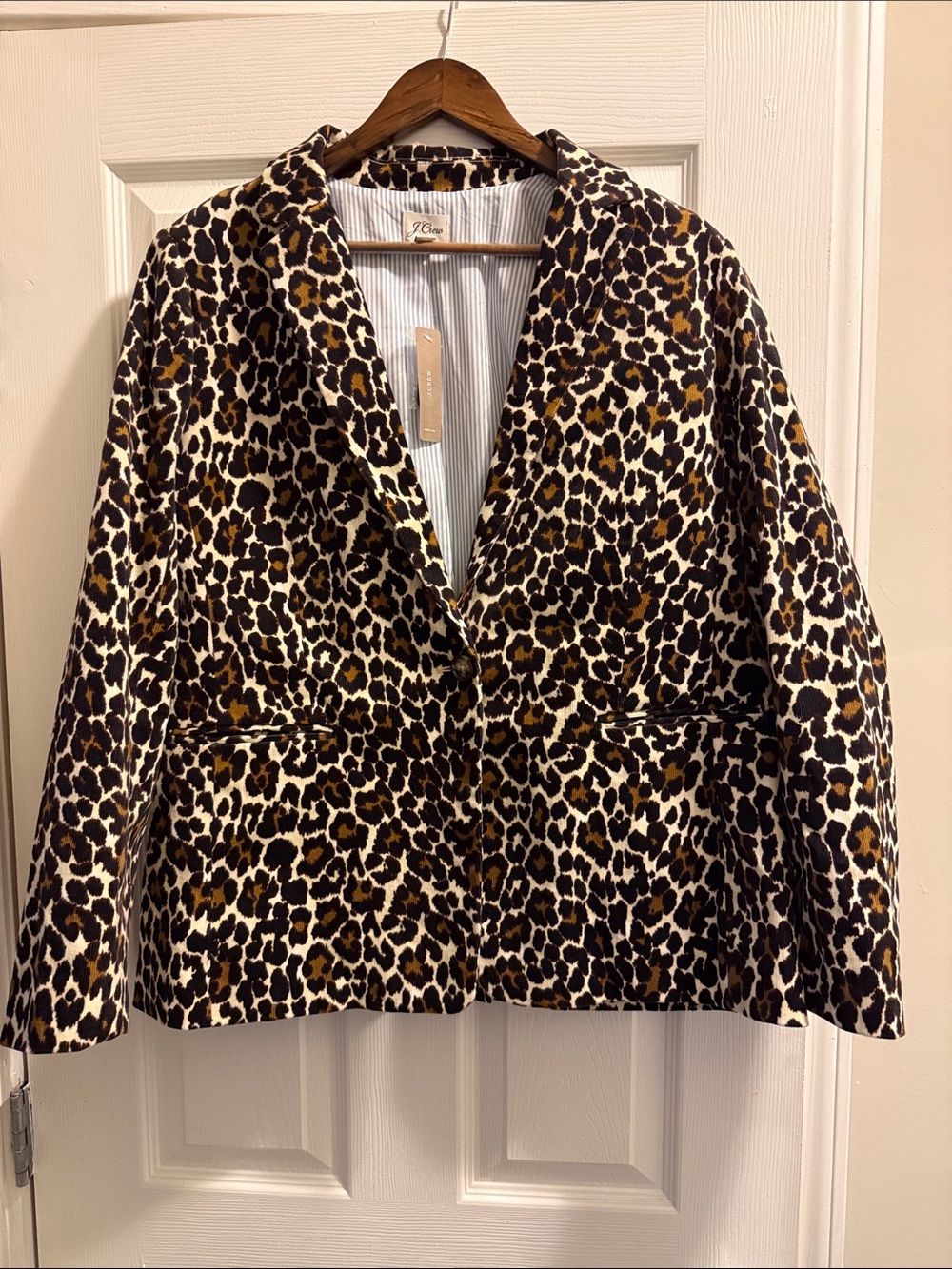 J. Crew corduroy Leopard Print Blazer Jacket - Women's Animal Print Coat 16 NWT